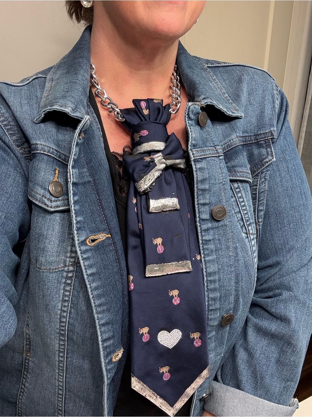 Handcrafted Tie Necklace Elephants